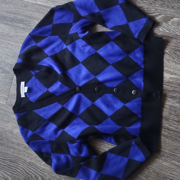 Evan Picone Sweaters - Vintage Diamond Pattern Cardigan